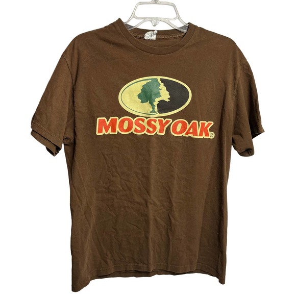 Mossy Oak Brown Mens Size Large Short Sleeve T-Shirt With Logo - Picture 1 of 5